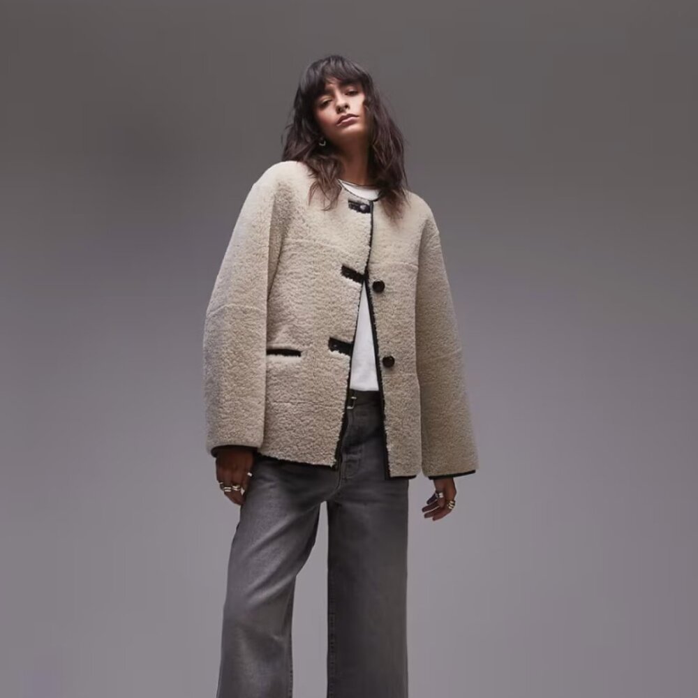 MANGO // Shearling Jacket in Beige